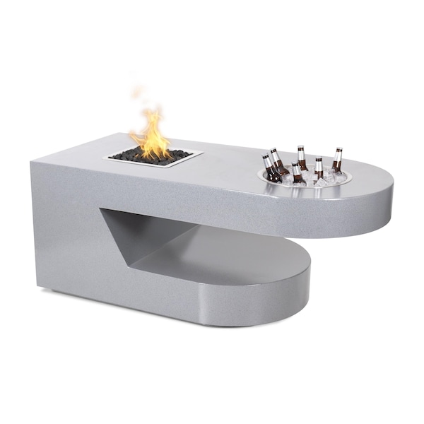 The Outdoor Plus 60 Rectangular Dana Fire Table - Powder Coated Metal - Gray - Match Lit - Liquid Propane - OPT-DANPC60-GRY-LP