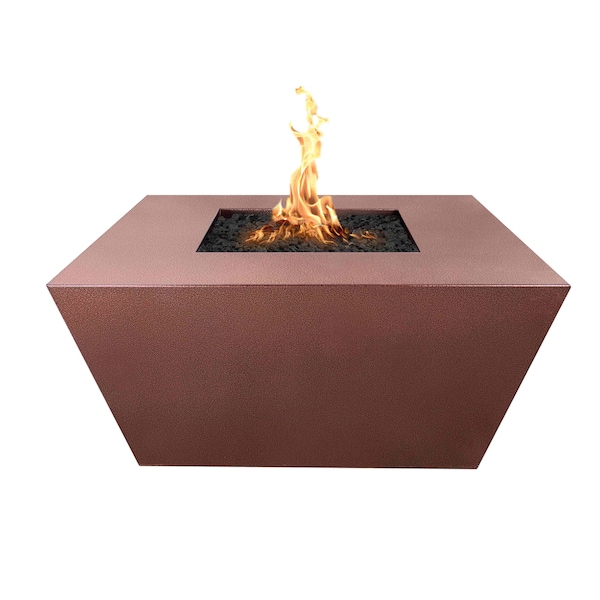 The Outdoor Plus 36 Square Redan Fire Pit, Powder Coated Metal, Copper Vein, Match Lit with Flame Sense, Liquid Propane - OPT-SQPC36FSML-CPV-LP