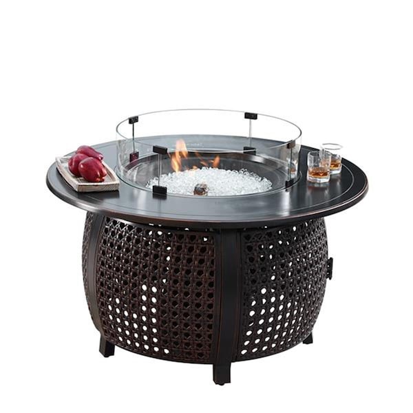 Convenience Concepts 44 in. Aluminum Outdoor Round Propane Fire Table, Antique Copper - HI3115970