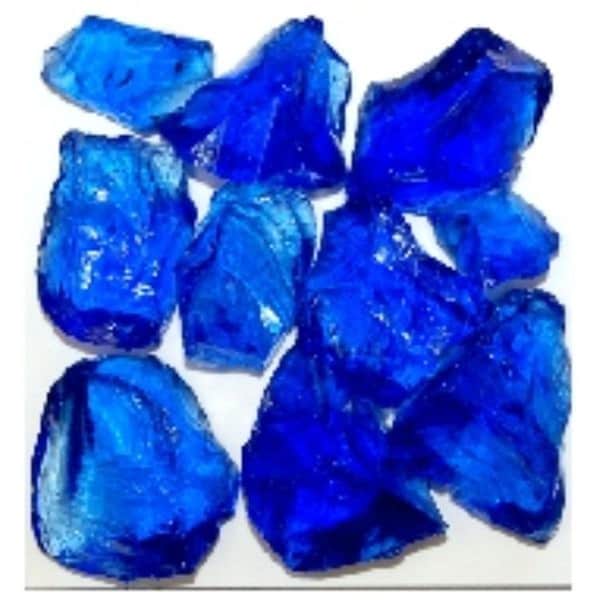 American Specialty Glass Recycled Chunky Glass, Blue - Medium - 0.5-1 in. - 25 lbs - LBLUEZZM-25