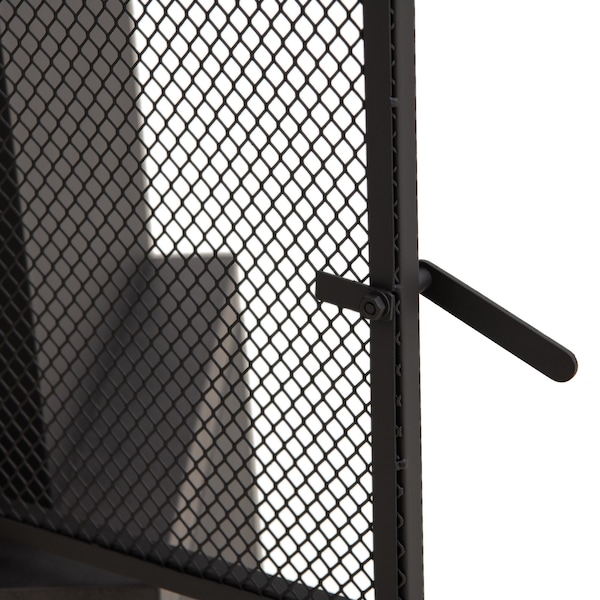 Sunjoy Wood Burning Fireplace, Black/Dark Gray, Steel, with Chimney, Spark Screen, Wood Storage, and Cover - A304004832