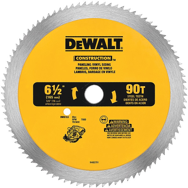 Dewalt 6-1/2" 90T Steel Saw Blade (Vinyl/Panneling) - DW9153