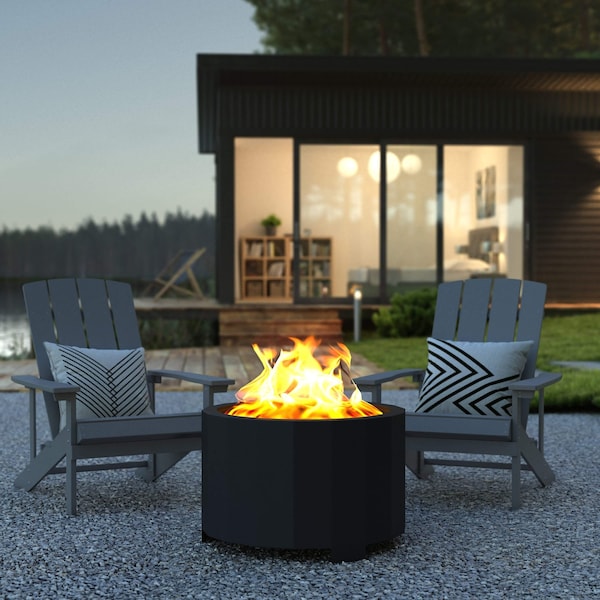 Flash Furniture 27 Black Outdoor Smokeless Fire Pit - BLN-HY-B-2201FP-03PC-BK-GG