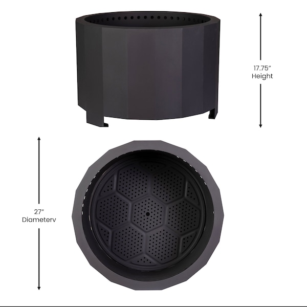 Flash Furniture 27 Black Outdoor Smokeless Fire Pit - BLN-HY-B-2201FP-03PC-BK-GG
