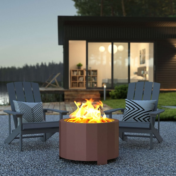 Flash Furniture 27 Bronze Outdoor Smokeless Fire Pit - BLN-HY-B-2201FP-03PC-BRZ-GG