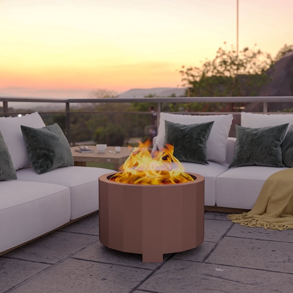 Flash Furniture 27 Bronze Outdoor Smokeless Fire Pit - BLN-HY-B-2201FP-03PC-BRZ-GG