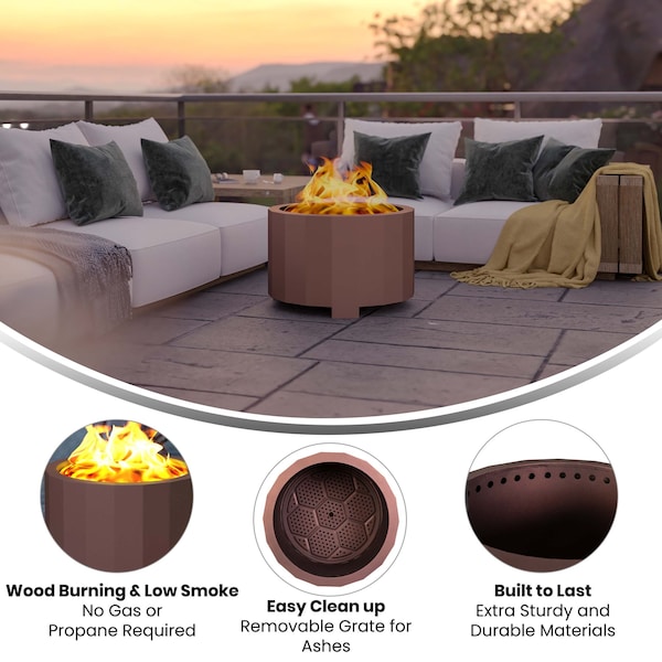 Flash Furniture 27 Bronze Outdoor Smokeless Fire Pit - BLN-HY-B-2201FP-03PC-BRZ-GG