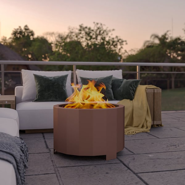 Flash Furniture 27 Bronze Outdoor Smokeless Fire Pit - BLN-HY-B-2201FP-03PC-BRZ-GG