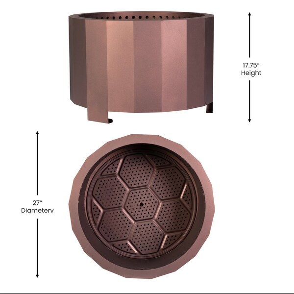 Flash Furniture 27 Bronze Outdoor Smokeless Fire Pit - BLN-HY-B-2201FP-03PC-BRZ-GG