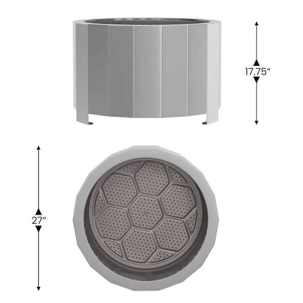 Flash Furniture Titus 27 inch Smokeless Outdoor Firepit, Natural Wood Burning w/Waterproof Cover, Stainless Steel - BLN-HY-B-2201FP-03-27-SS-GG