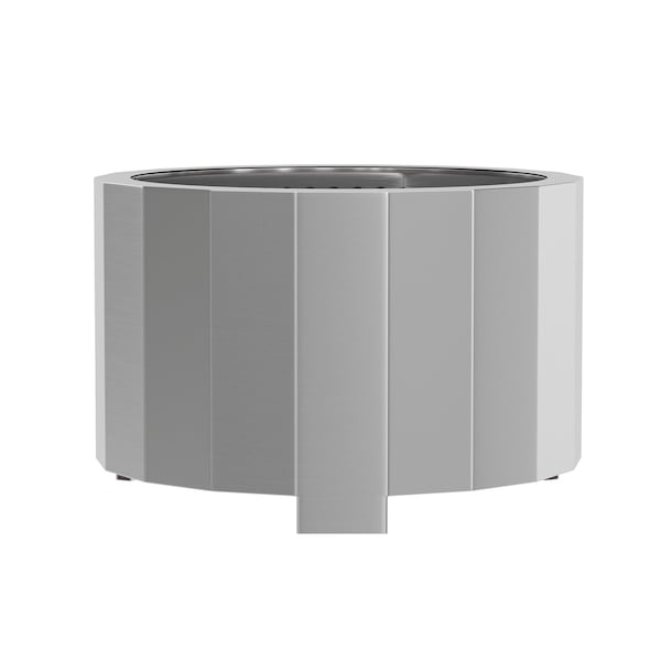Flash Furniture Titus 27 inch Smokeless Outdoor Firepit, Natural Wood Burning w/Waterproof Cover, Stainless Steel - BLN-HY-B-2201FP-03-27-SS-GG