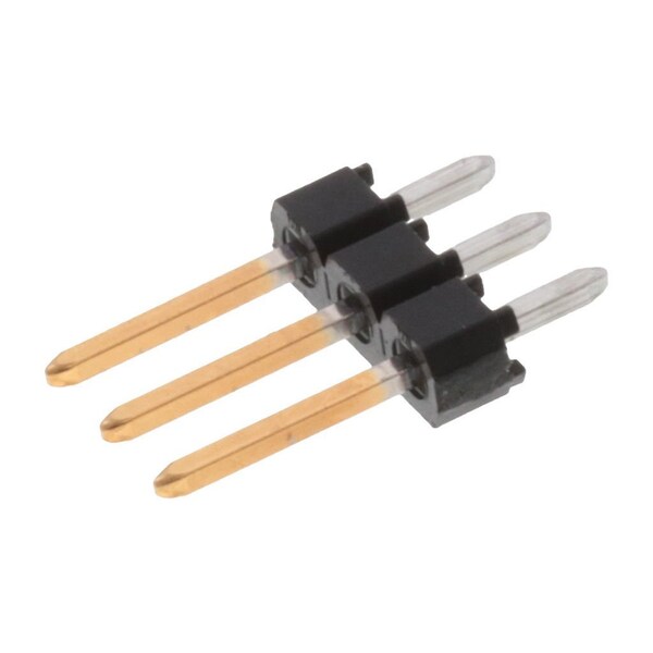 Conector de placa Molex, 3 contactos, 1 fila, macho, recto, paso de 0.1 pulgadas, terminal de soldadura, negro - 901200923