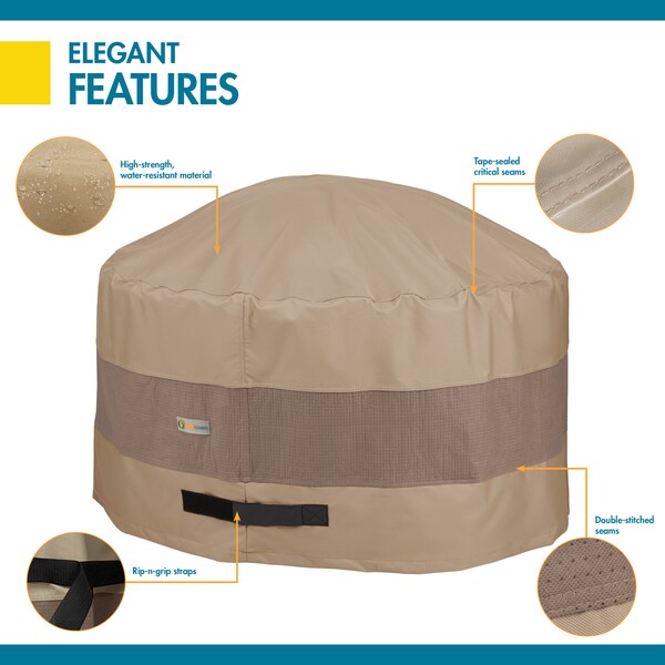 Duck Covers Elegant Swiss Coffee Patio Round Fire Pit Cover, 50" Dia x 24"H - LFPR5024