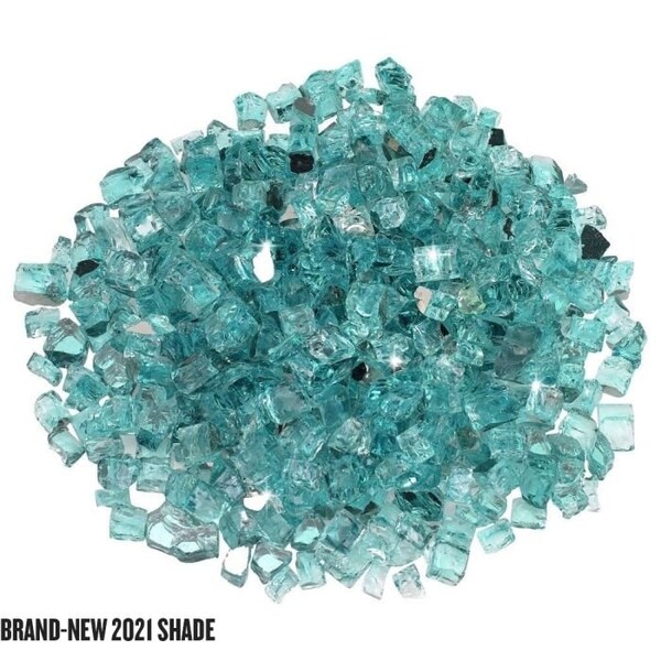 American Fire Glass 1/2 in Azuria Reflective Fire Glass, 10 Lb Bag - AFF-AZBLRF12-10