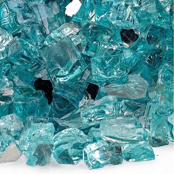 American Fire Glass 1/2 in Azuria Reflective Fire Glass, 10 Lb Bag - AFF-AZBLRF12-10