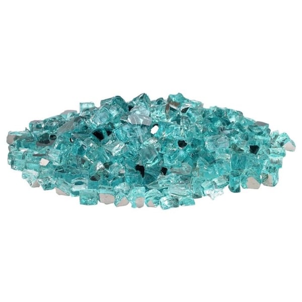 American Fire Glass 1/2 in Azuria Reflective Fire Glass, 10 Lb Bag - AFF-AZBLRF12-10
