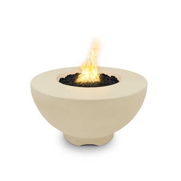 The Outdoor Plus 37 Round Sienna Fire Pit - GFRC Concrete - Vanilla - Match Lit - Natural Gas - OPT-RF37-VAN-NG