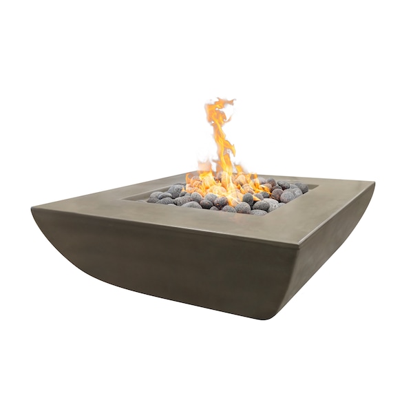 The Outdoor Plus 42 Square Avalon Fire Pit - GFRC Concrete - Ash - Plug & Play Electronic Ignition - Natural Gas - OPT-AVWLFP4242EKIT-ASH-NG