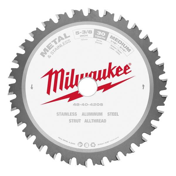 Milwaukee Tool 5-3/8 in. 30 Tooth Metal and Stainless Cutting Circular Saw Blade (5/8 in. Arbor) - 48-40-4205