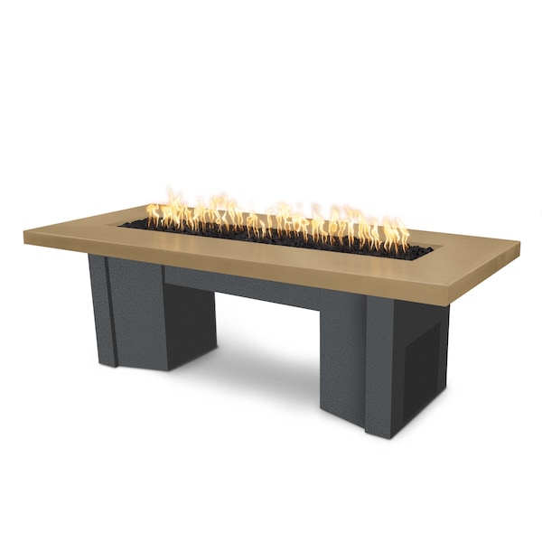 The Outdoor Plus 78 Alameda Fire Table Smooth Concrete, Match Lit w/Flame Sense System, Brown Conc. Top, Liq. Propane - OPT-ALMGFRC78FSML-BRN-SLV-LP