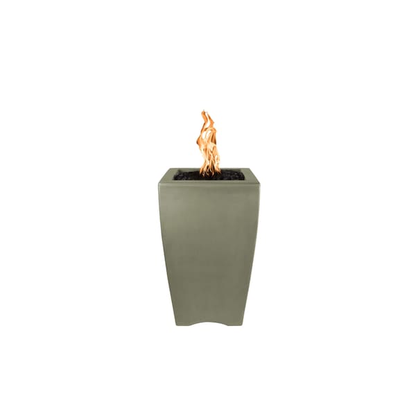 The Outdoor Plus 20 Square Baston Fire Pillar - GFRC Concrete - Ash - Low Voltage Electronic Ignition - Natural Gas - OPT-BSTON20ADEKIT-ASH-NG