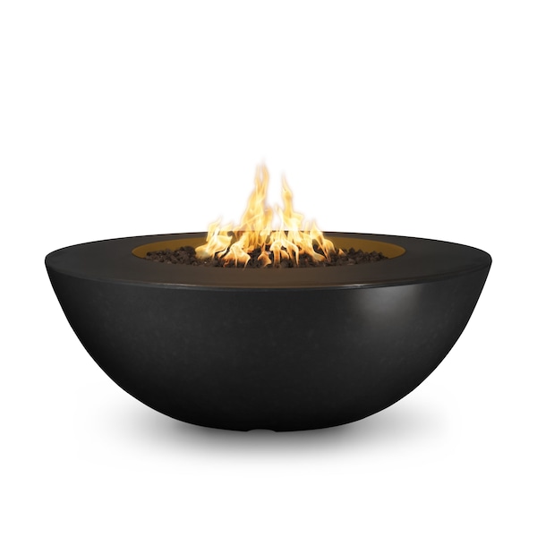The Outdoor Plus 48 Round Sedona Fire Pit - GFRC Concrete - Black - Match Lit - Liquid Propane - OPT-SEDWL48-BLK-LP