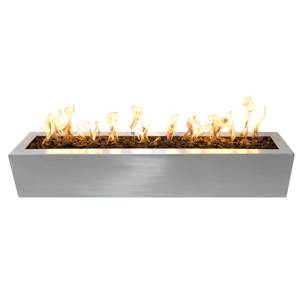 The Outdoor Plus 60 Rectangular Eaves Fire Pit - Stainless Steel - Match Lit with Flame Sense - Liquid Propane - OPT-LBTSS60FSML-LP