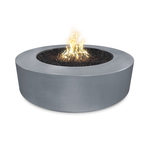 The Outdoor Plus 72 Round Florence Fire Pit - GFRC Concrete - Gray - Match Lit with Flame Sense - Liquid Propane - OPT-FL72FSML-GRY-LP