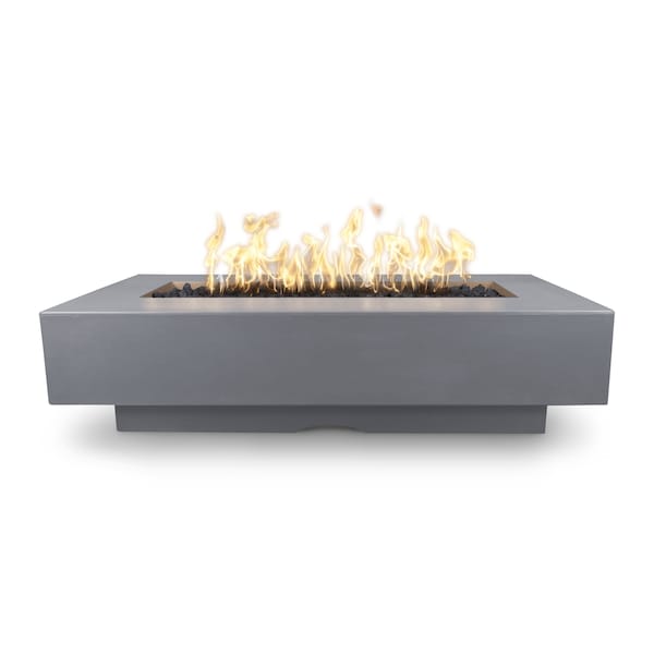 The Outdoor Plus 84 Rectangular Del Mar Fire Pit, GFRC Concrete, Gray, Plug & Play Electronic Ignition, Liquid Propane - OPT-DEL8428EKIT-GRY-LP