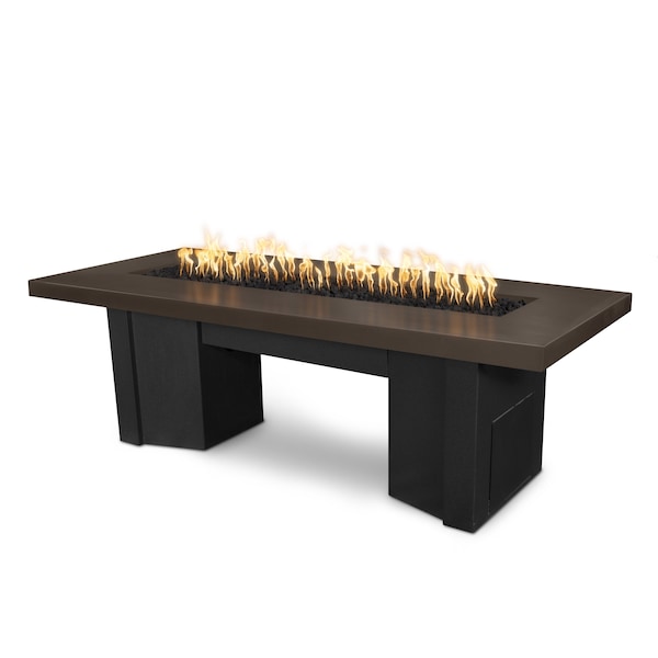The Outdoor Plus 78 Alameda Fire Table Smooth Concrete, Match Lit, Chocolate Concrete Top, Liquid Propane - OPT-ALMGFRC78-CHC-BLK-LP