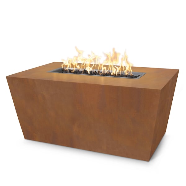 The Outdoor Plus 60 Rectangular Mesa Fire Pit - Corten Steel - Match Lit - Liquid Propane - OPT-CSTT6024-LP