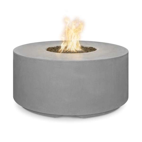 The Outdoor Plus 46 Round Florence Fire Pit, GFRC Concrete, Natural Gray, Spark Ignition w/Flame Sense, Liquid Propane - OPT-FL4620FSEN-NGY-LP