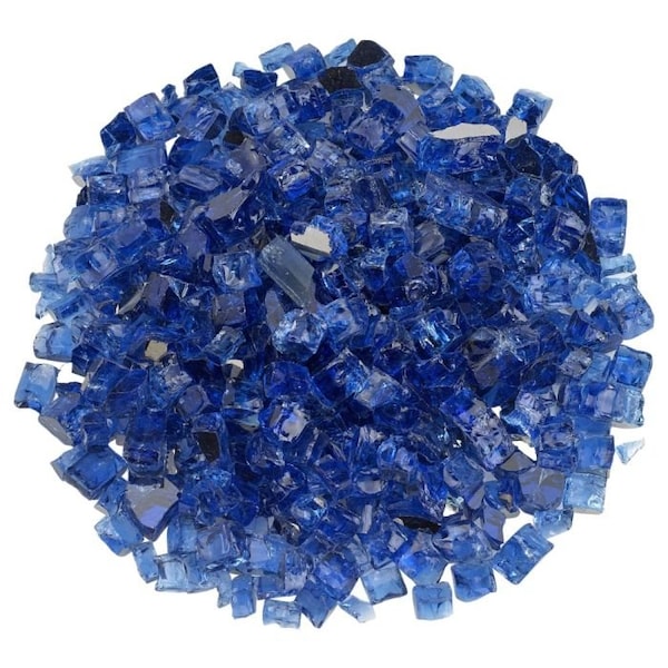American Fire Glass 1/2 in Cobalt Blue Reflective Fire Glass, 10 Lb Bag - AFF-COBLRF12-10