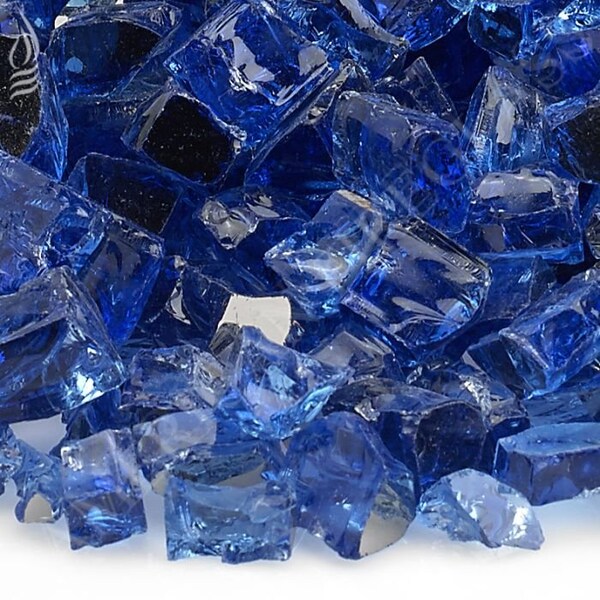 American Fire Glass 1/2 in Cobalt Blue Reflective Fire Glass, 10 Lb Bag - AFF-COBLRF12-10