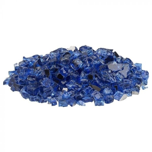 American Fire Glass 1/2 in Cobalt Blue Reflective Fire Glass, 10 Lb Bag - AFF-COBLRF12-10