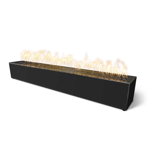 The Outdoor Plus 72 Rectangular Eaves Fire Pit, Powder Coated Metal, Black, Plug & Play Electronic Ignition, Natural Gas - OPT-LBTPC72EKIT-BLK-NG
