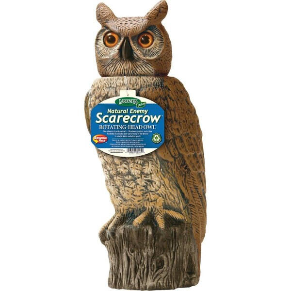 Dalen 18 in. Enemy Sensing Scarecrow Great Horned Owl with Rotating-Head, Brown - RHO4-CUS