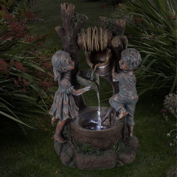 Pure Garden Outdoor Water Fountain, Antique Bronze - 50-201