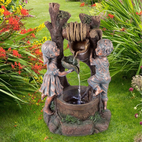 Pure Garden Outdoor Water Fountain, Antique Bronze - 50-201