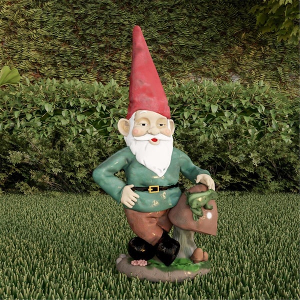 Pure Garden Lawn Gnome Statue-Fun Classic Style Resin Figurine for Outdoor Garden Decor - 50-LG1099