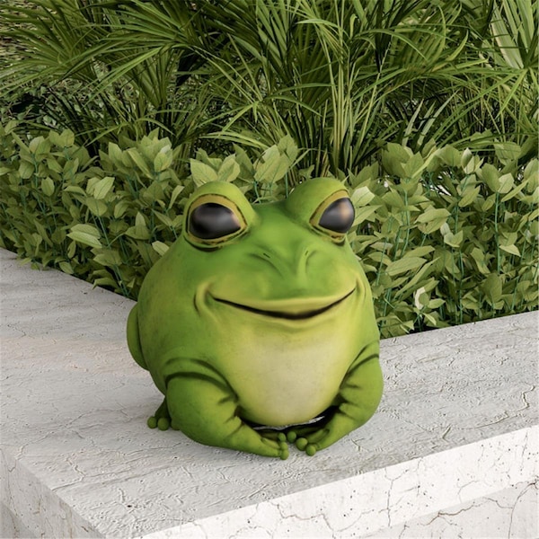 Pure Garden Frog Statue-Resin Chubby Animal Figurine for Outdoor Lawn & Garden Decor - 50-LG1096