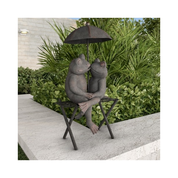 Nature Spring Frog Couple Statue Resin Romantic Animal Figurine for Outdoor Lawn and Garden Decor, Flower Beds - 305339FNN