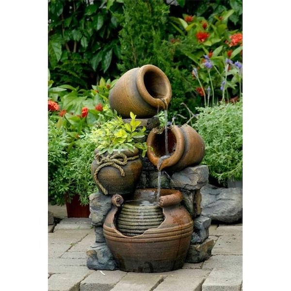 Jeco Jeco FCL055 Multi Pots Outdoor Water Fountain With Flower Pot - FCL055