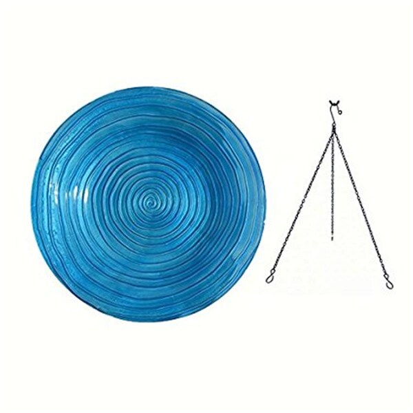 Songbird Essentials Songbird Essentials SE5049 Blue Swirls Hanging Birdbath - SE5049
