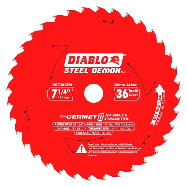 Diablo Steel Demon Cermet II Saw Blade, 7-1/4"x - D0736CFM