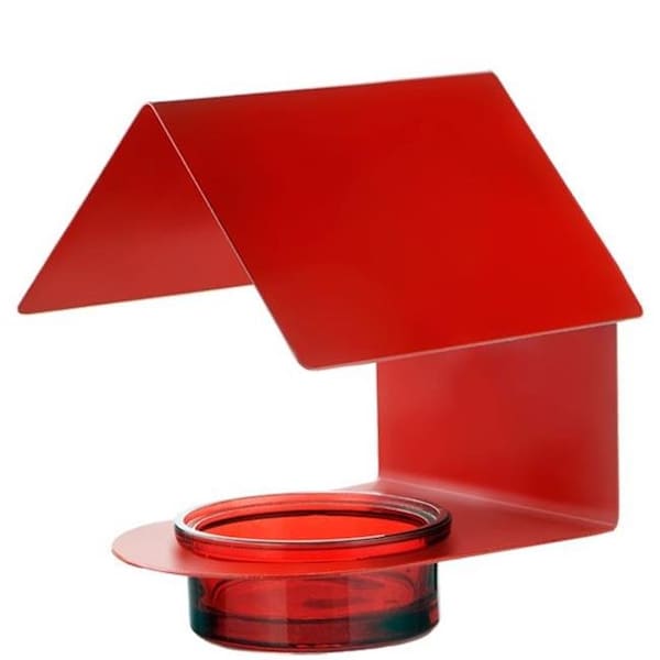 Couronne Co. Couronne COURM447200R 6 in. Metal and Glass House Bird Feeder; Red - COURM447200R