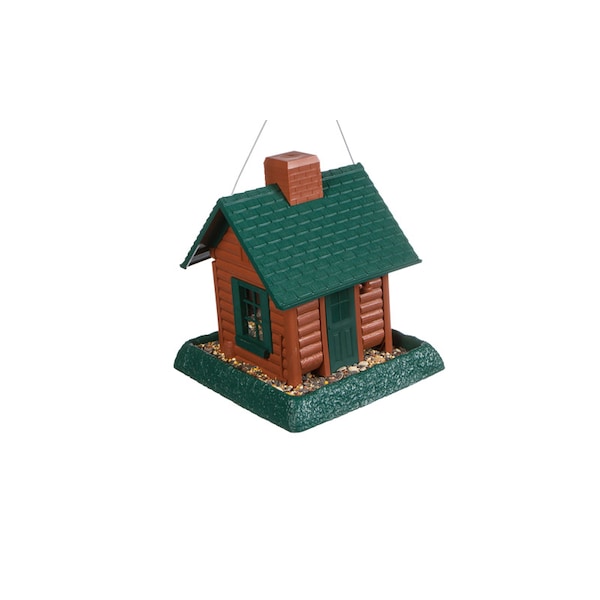 North States Industries North States Log Cabin Wild Bird 1 lb Plastic Hopper Bird Feeder 4 ports - 9083W
