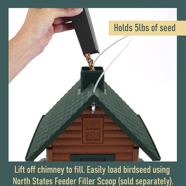 North States Industries North States Log Cabin Wild Bird 1 lb Plastic Hopper Bird Feeder 4 ports - 9083W