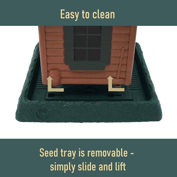 North States Industries North States Log Cabin Wild Bird 1 lb Plastic Hopper Bird Feeder 4 ports - 9083W