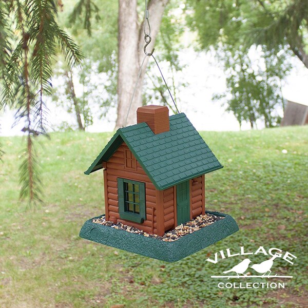 North States Industries North States Log Cabin Wild Bird 1 lb Plastic Hopper Bird Feeder 4 ports - 9083W